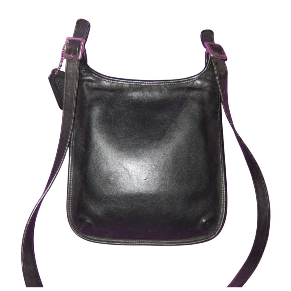 Coach 90's Legacy 9131 Black Saddle Leather Crossbody Hippie Messenger Flap Bag